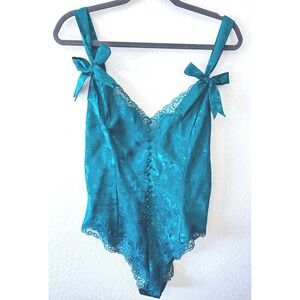 Vintage 90s Victoria's Secrets NWT Dark Teal Green Lace Teddy Lingerie SZ L